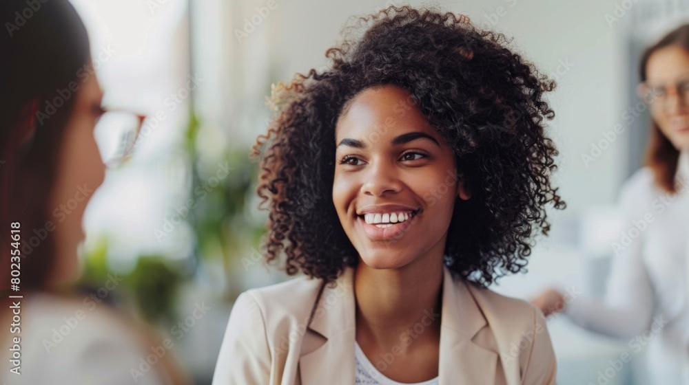 Smiling Professional in Office Meeting Smiling Professional in Office Meeting