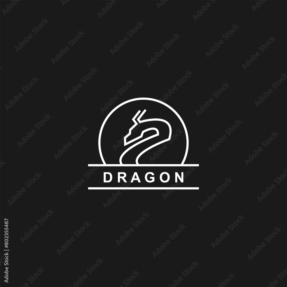 Abstract line dragon logo template vector 