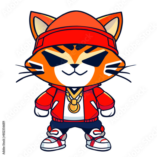 rap style cat draw, vector illustration flat 2 © Gear Digital