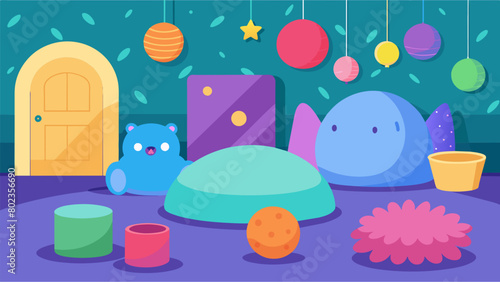 In the sensory room students can explore different textures through a variety of tactile materials such as squishy pillows soft plush toys and. Vector illustration