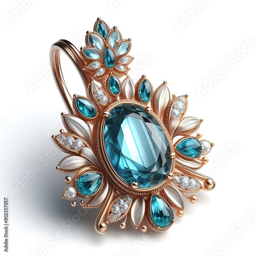  An oval blue topaz stone encircled by sparkling diamonds © Micro