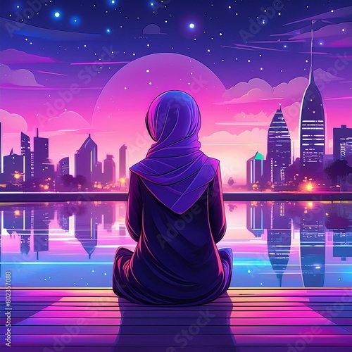 hijab, girl, dock, city, sitting, sea, lake, illustration, people, hijab, person, female, outdoor, portrait, relax, scarf, beautiful, muslim, lifestyle, islam, nature, young, attractive, beauty, prett photo