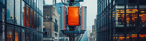 Get up close to a 5G cell site installation on an urban building, showcasing small cells' pivotal role in bolstering network capacity and coverage in densely populated areas. photo