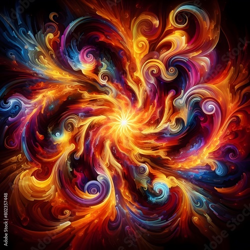 Fusion flare dragon Abstract Colorful Shape of vibrant hues and dynamic Background © MDSAIDE