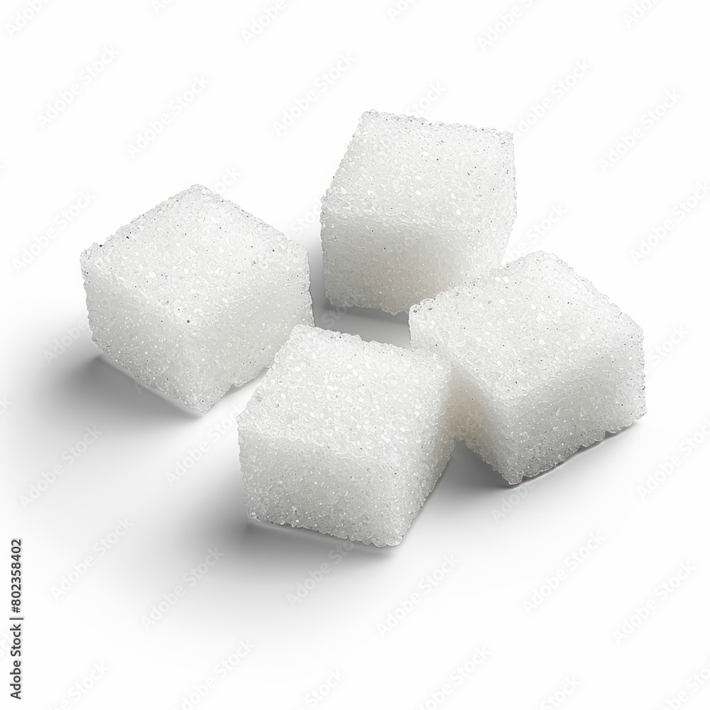 Pure and pristine: White sugar cubes isolated on a white background Pure and pristine: White sugar cubes isolated on a white background