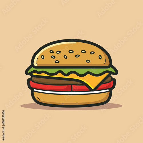 Simple flat burger icon vector illustration