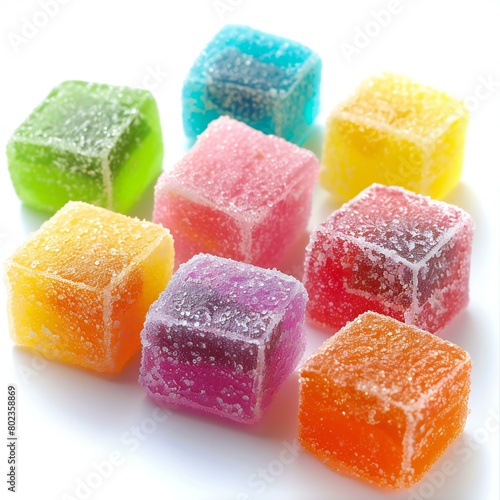 Colorful Turkish delight on a white background, Close-up