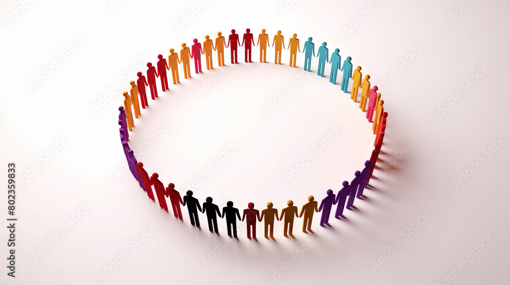 Colorful Circle of People silhouettes Symbolizing Unity and Diversity Colorful Circle of People silhouettes Symbolizing Unity and Diversity