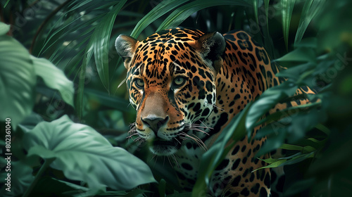 Stealthy Majesty  A Majestic Jaguar Roaming the Amazon Rainforest Undergrowth
