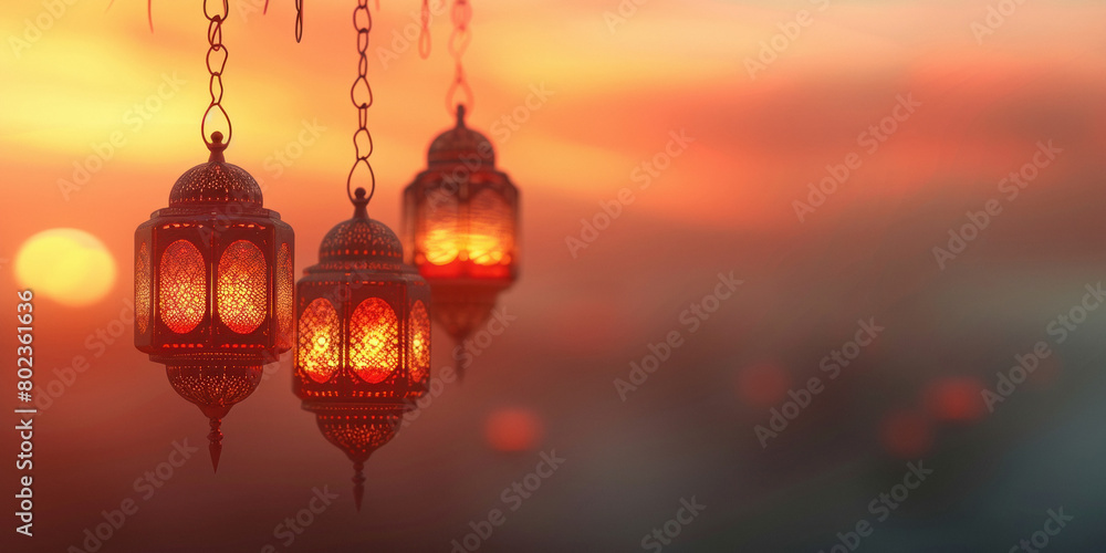 Hanging arabic lantern with bokeh background Hanging arabic lantern with bokeh background