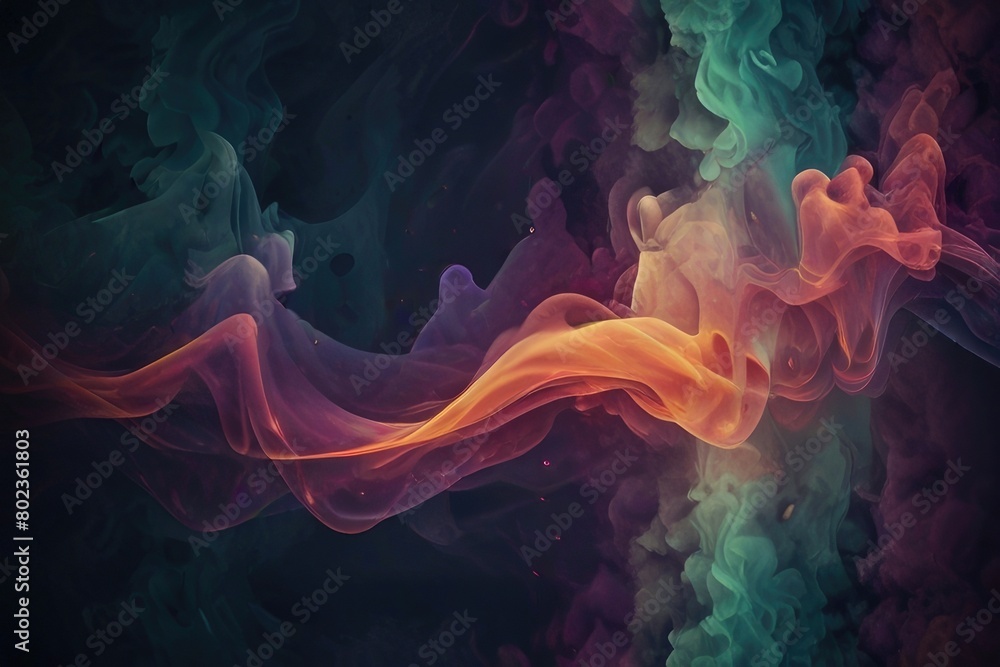Dynamic dance of colorful smoke. Abstract waves of colored smoke. Flowing colored smoke background. rainbow smoke, paint explosion, color fume powder splash, motion of liquid ink dye in water Dynamic dance of colorful smoke. Abstract waves of colored smoke. Flowing colored smoke background. rainbow smoke, paint explosion, color fume powder splash, motion of liquid ink dye in water