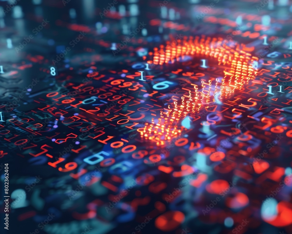 A computer screen with a red question mark in the middle A computer screen with a red question mark in the middle