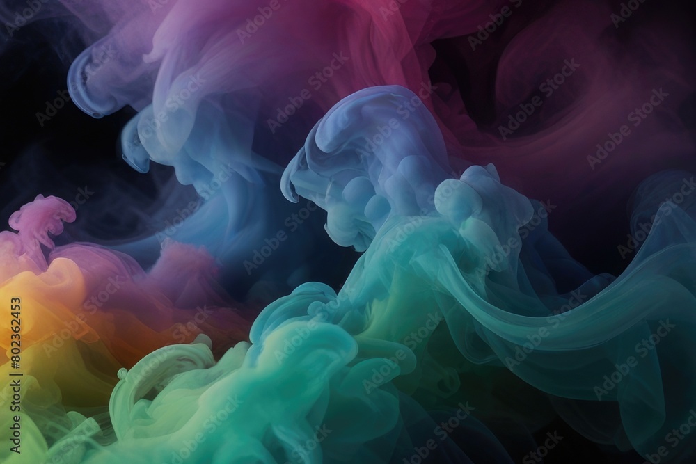 Dynamic dance of colorful smoke. Abstract waves of colored smoke. Flowing colored smoke background. rainbow smoke, paint explosion, color fume powder splash, motion of liquid ink dye in water Dynamic dance of colorful smoke. Abstract waves of colored smoke. Flowing colored smoke background. rainbow smoke, paint explosion, color fume powder splash, motion of liquid ink dye in water