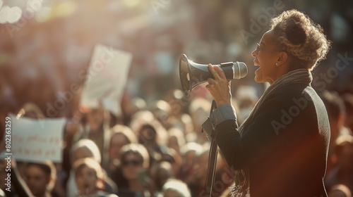 Activist speaking at a rally © KhCht