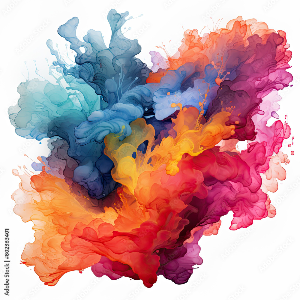 Fototapeta premium Watercolor Alcohol Ink Splash Illustration, Generative Ai