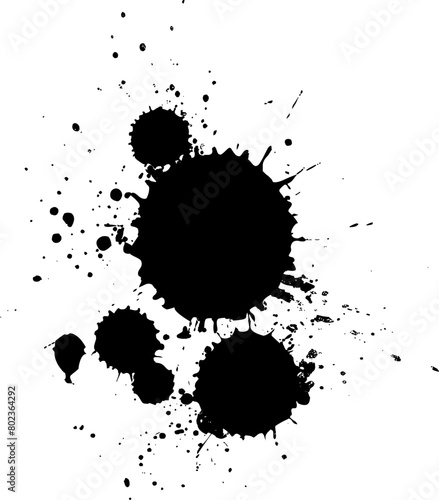 black ink brush painting splash splatter
