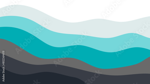 Night view sea in minimalist concept background. black and teal wavy color background. elegant green and black background minimalist