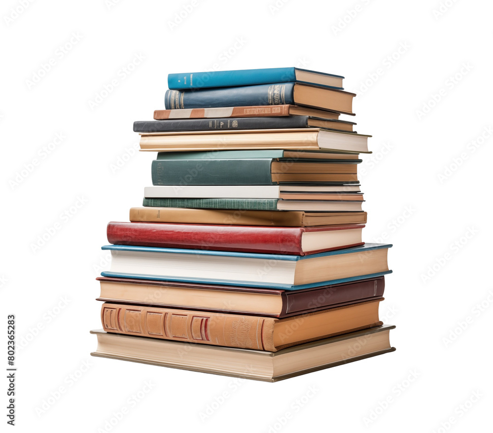 A stack of antique hardcover books, varying covers and spines, symbolizing knowledge and education. Generative AI A stack of antique hardcover books, varying covers and spines, symbolizing knowledge and education. Generative AI