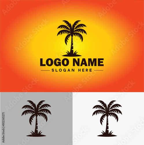 palm tree icon coconut tree nature forest logo modern flat business vector logo © sahadul