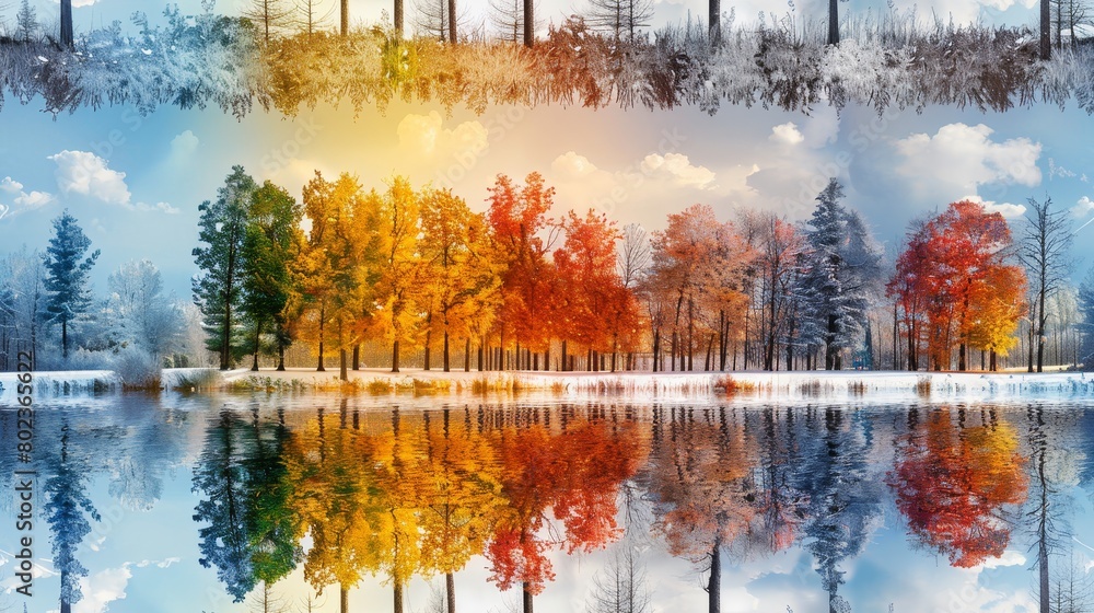 Naklejka premium spring summer autumn winter tree leave