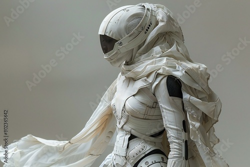 Astronaut in white suit on grey background,  Studio shot
