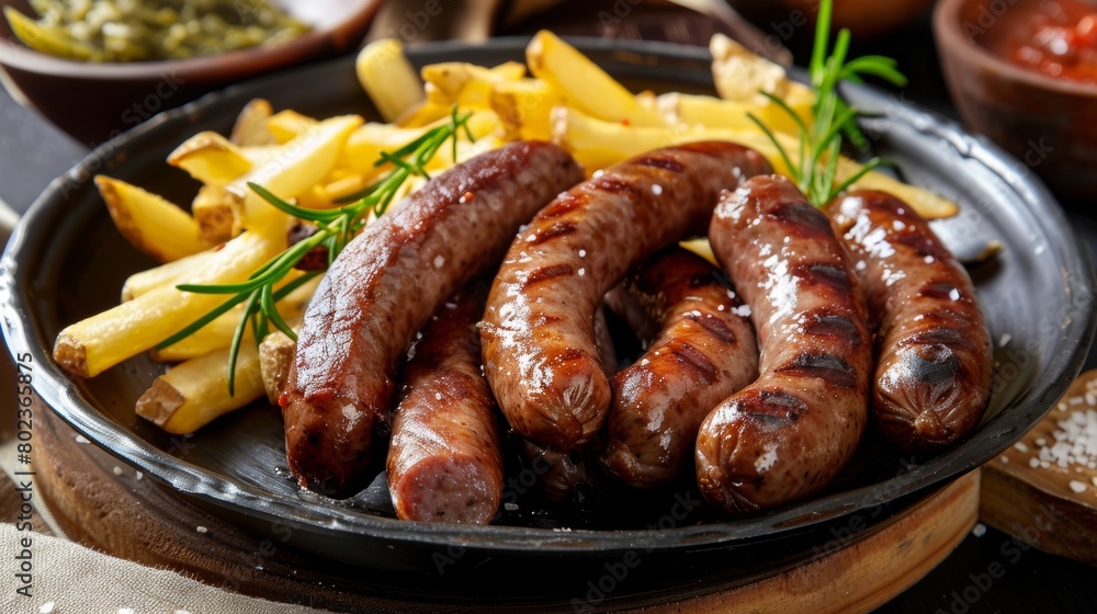 The cuisine of Bolivia. Salchipapas - fried beef sausages with French fries. The cuisine of Bolivia. Salchipapas - fried beef sausages with French fries.