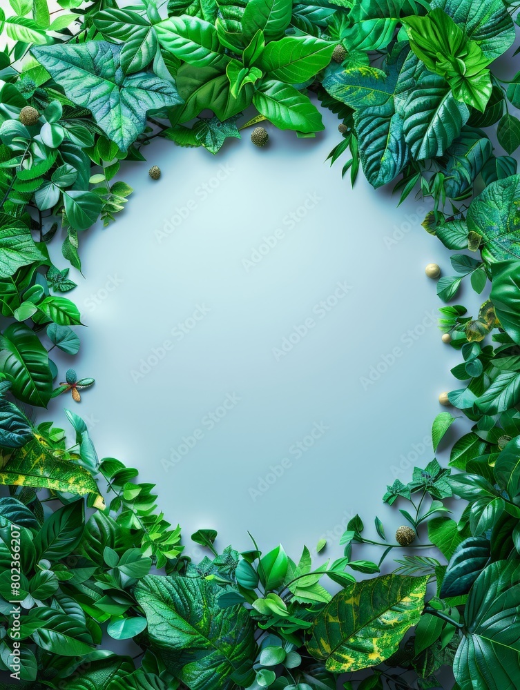 Fototapeta premium Circular Frame of Green Leaves