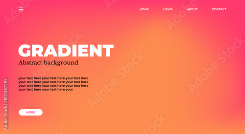 Abstract gradient web page design template, background with smooth blur shapes and sample text, copy space.Pink, yellow,red and black color.Copy space. Gradient mesh.Grapic design.