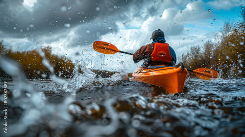 Whitewater kayaking, extreme kayaking -  Model by AI generative