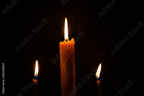 Funeral Candles, RIP memorial condolence. Candel for Death mourning memory.