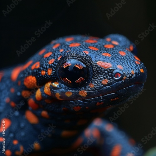 Close-up of a red poison dart frog (Dendrobates auratus) photo
