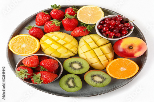 Flat lay composition with different fruits on white background. Banner design
