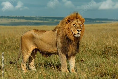 Male lion in the Masai Mara National Park in Kenya  Africa
