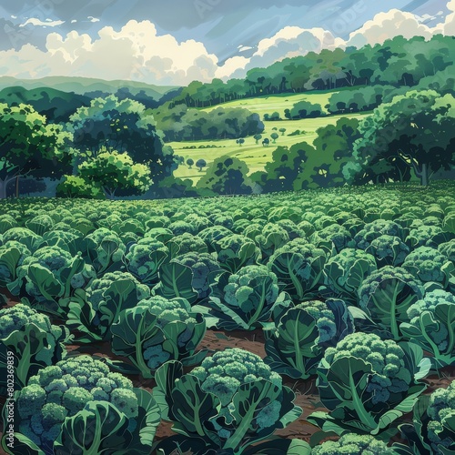Broccoli Field, Broccoli Crop, Many Broccoli Agriculture Landscape, Vegetable Farm © artemstepanov