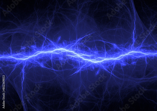 Blue lightning, electrical background abstract