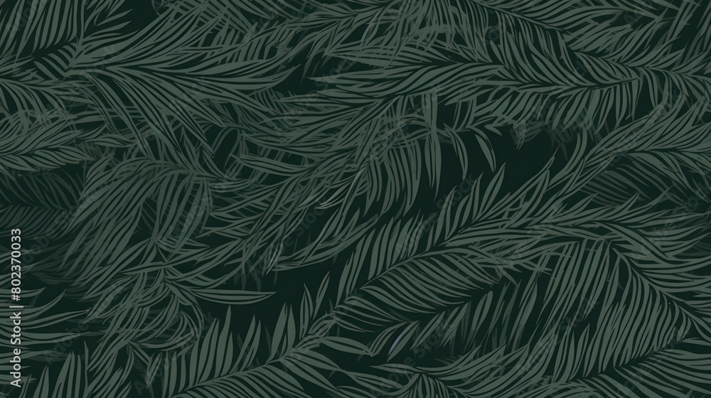 leaf fern wallpaper with linear designs on dark green background