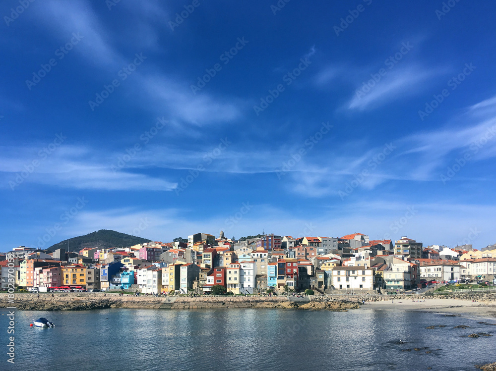 View of the port of the city A Guarda, O Baixo Miño, Galicia, Spain, April 2019