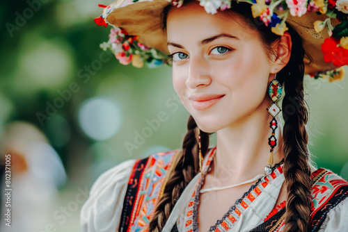 Young beautiful woman in traditional Sorbian clothing, portrait photo