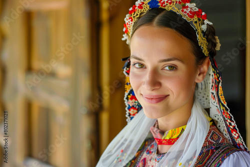 Young woman in traditional Sorbian clothing, portrait