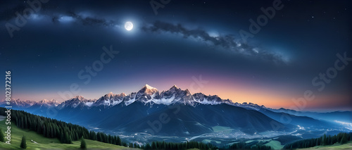moonlight on mountain scape 