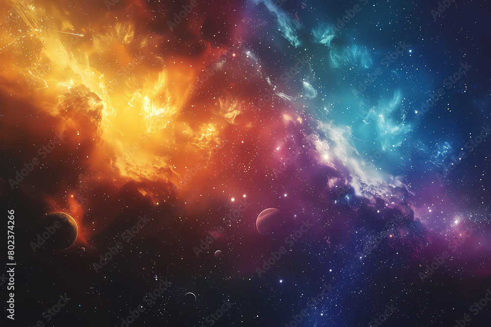 Obraz premium universe with a cosmic rainbow conceptual art illustration