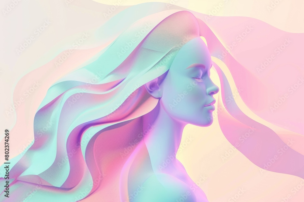 A woman with long hair posing against a pink background. Suitable for beauty or fashion concepts A woman with long hair posing against a pink background. Suitable for beauty or fashion concepts