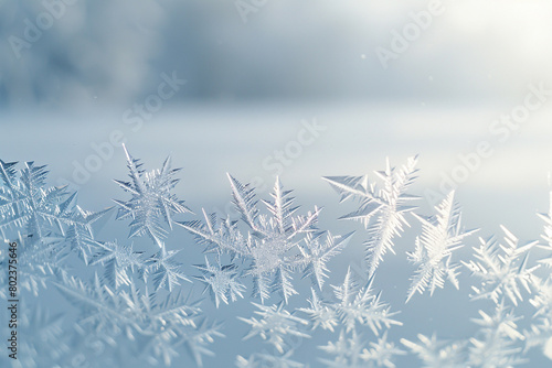 A minimalist background featuring a delicate frost pattern on a clear glass surface  simulating winter s touch.