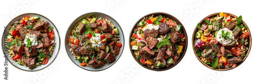  Set of A Lamb and Couscous Salad with Mint Yogurt Dressing on transparent background