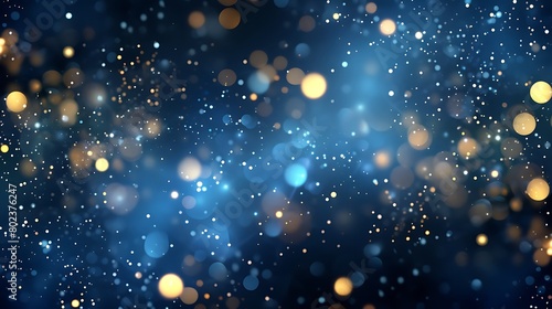 Glittering Christmas particles background in blue