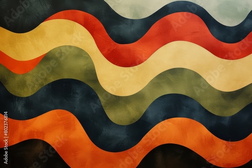 Modern Wavy Abstract in Earth Tones - Artistic Interpretation of Autumnal Rhythms.