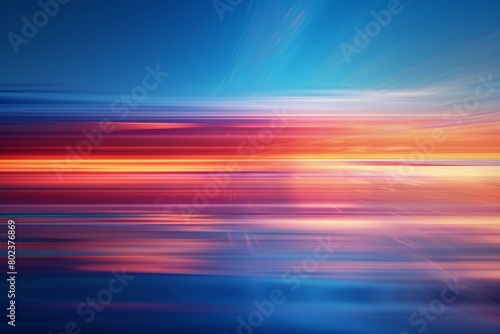 Abstract scene of sunset over the sea with reflection in water, long exposure