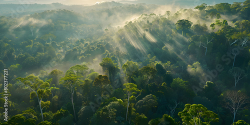 Tropical Forest Bathed in Sunlight photo