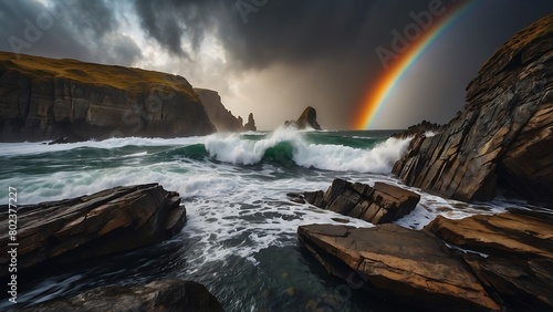 Rainbow over the Atlantic Ocean photo