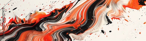 Liquid abstract background banner red, black, and white